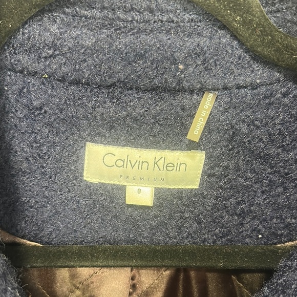 NWOT Calvin Klein Blue Pea Coat Timeless Wool Design size 8 - Picture 3 of 9